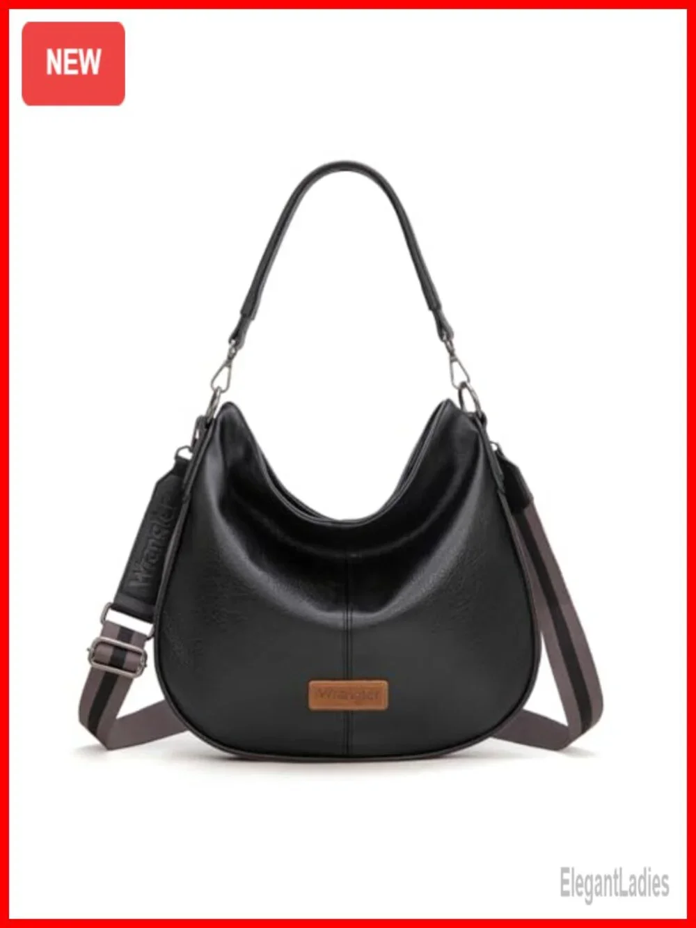 Vegan Leather Hobo Crossbody Bag with Adjustable Strap